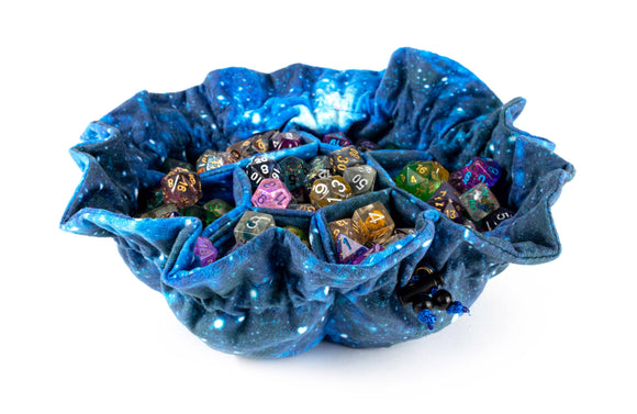 UNIQUE! Velvet Compartment Dice Bag with 7 Pockets Galaxy