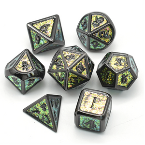 COLOR SHIFTING: FIELDS OF GREEN METAL RPG DICE SET